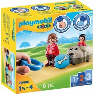 Playset Playmobil 1.2.3 Pies Dzieci 70406 (6 pcs)