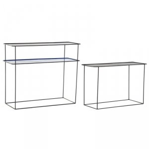 Zestaw mebli DKD Home Decor Niebieski Czarny 70 x 27 x 45 cm 40 x 27 x 45 cm 80 x 27 x 65 cm 80 x 27,5 x 65 cm