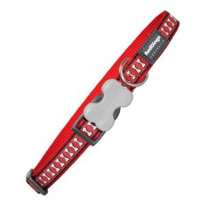Obroża dla psa Red Dingo Odblaskowy Kości Czerwony (2,5 x 41-63 cm)