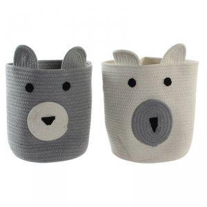 Koszyk DKD Home Decor Poliester Dziecięcy Niedźwiedź (25 x 25 x 37 cm) (2 Sztuk)