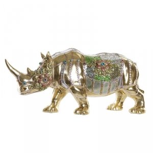 Figurka Dekoracyjna DKD Home Decor Złoty Żywica Wielokolorowy Nosorożec (55 x 17,5 x 25 cm)