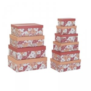Zestaw pudełek do łączenia w organizer DKD Home Decor Fuksja Biały Brzoskwinia Karton (43,5 x 33,5 x 15,5 cm)