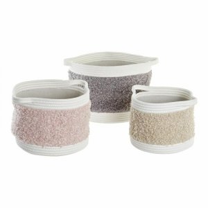 zestaw koszyków DKD Home Decor Bawełna Dziecięcy (34 x 34 x 27 cm) (3 Części)