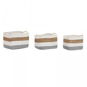 zestaw koszyków DKD Home Decor Biały Naturalne Włókno 36 x 27 x 27 cm 3 Części
