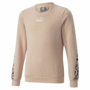 Bluza bez Kaptura dla Dziewczynki Puma Alpha Crew Neck Beżowy Lampart Różowy