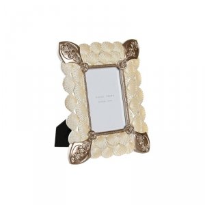 Ramka na Zdjęcia DKD Home Decor 20,4 x 2,5 x 26 cm Miedź Biały Żywica Romantyczny