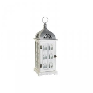 Lampa DKD Home Decor Wykończenie antyczne Biały Szary Drewno Szkło Śródziemnomorski 19 x 19 x 51 cm