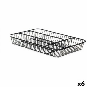 Organizer na Sztućce Kinvara W7267-1 Czarny Metal 26 x 4,7 x 35,5 cm (6 Sztuk)