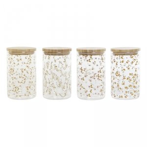 Łódź DKD Home Decor Bambus Szkło borokrzemowe Shabby Chic 1 L 10 x 10 x 17 cm (4 Sztuk)