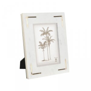 Ramka na Zdjęcia Home ESPRIT Biały Złoty Mosiądz Marmur Naturalny Shabby Chic 20 x 2 x 25 cm