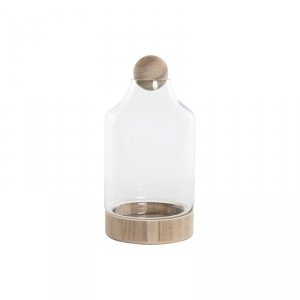 Wazon Home ESPRIT Przezroczysty Naturalny Drewno Szkło 21 x 21 x 42 cm
