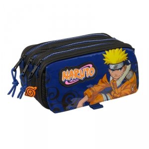Piórnik Potrójny Naruto Ninja Niebieski Czarny 21,5 x 10 x 8 cm