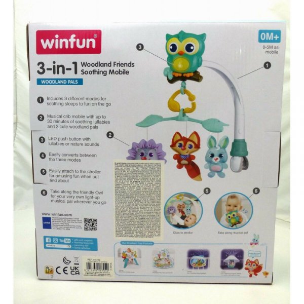 Karuzela do Kołyski Winfun Las 3 w 1 31,5 x 42 x 24,5 cm Plastikowy (4 Sztuk)