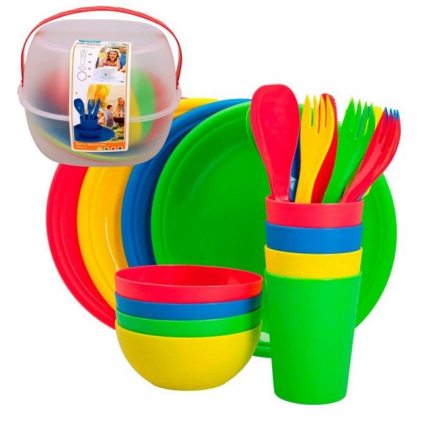 Zestaw piknikowy Aktive 22,5 x 1,5 x 22,5 cm polipropylen (4 Sztuk)