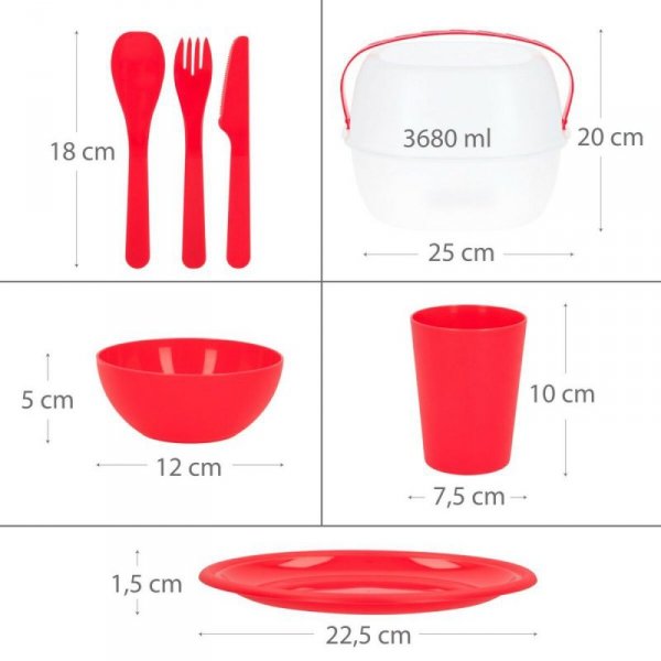 Zestaw piknikowy Aktive 22,5 x 1,5 x 22,5 cm polipropylen (4 Sztuk)