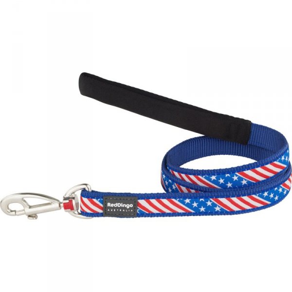 Smycz dla psa Red Dingo STYLE US FLAG 15mm x 120 cm