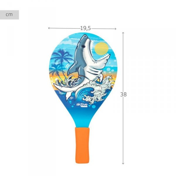 Plażowe łopatki z piłką Aktive Rekin 19,5 x 38 cm (24 Sztuk)