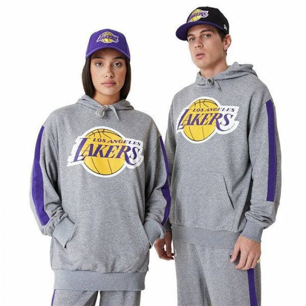 Bluza z kapturem Unisex New Era LA Lakers NBA Colour Block Szary
