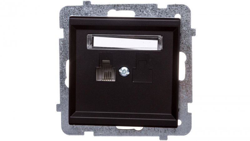 SONATA Gniazdo telefoniczne pojedyncze RJ11 czarny metalik GPT-1R/m/33