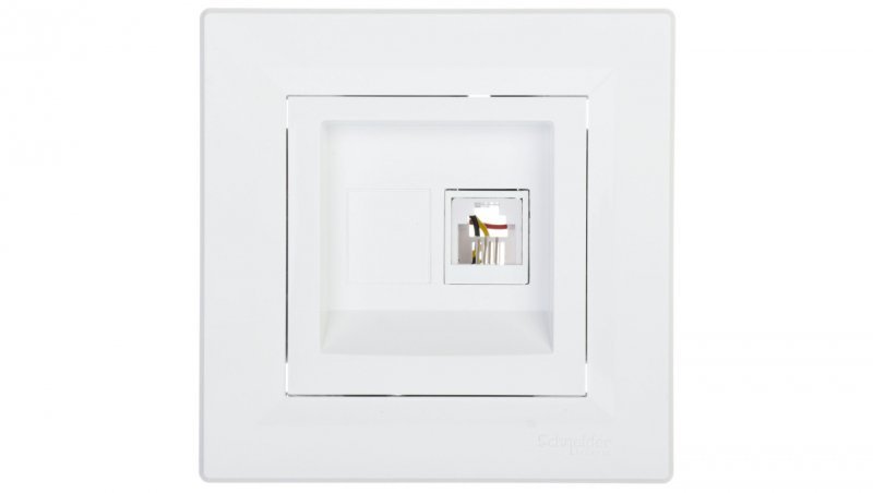 Gniazdo telefoniczne Asfora pojedyncze RJ11 białe z ramką EPH4100121