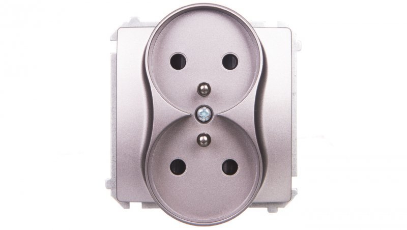 Simon Basic Gniazdo podwójne z/u 16A, 250 V stal inox BMGZ2Mz.01/21
