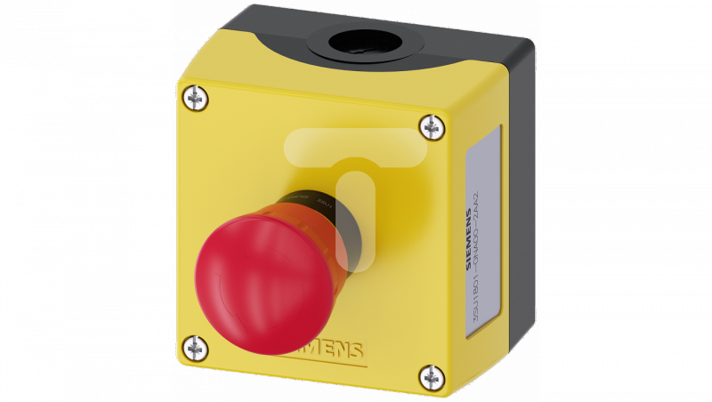 Kaseta z przyciskiem grzybkowym bezpieczeństwa przez obrót 1R żółta M20 IP69k Sirius ACT 3SU1801-0NA00-2AA2