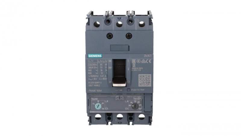 Wyłącznik mocy 3P 160A Icu=55kA 415V AC wyzwalacz TM240 LI przyłącza śrubowe 3VA1116-5EF32-0AA0