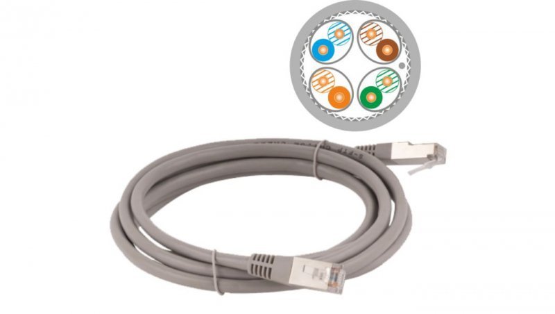 Patch-cord S/FTP kat.6A LSOH 0.5m szary KKS6ASZA0.5