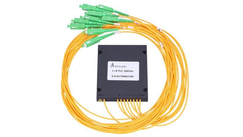 Extralink 1:8 PLC SC/APC Splitter 2,0mm, 1,5m, G657A, moduł ABS