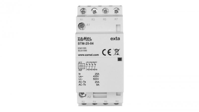 Stycznik modułowy instalacyjny 25A 4R 230V AC typ: STM-25-04 EXT10000294