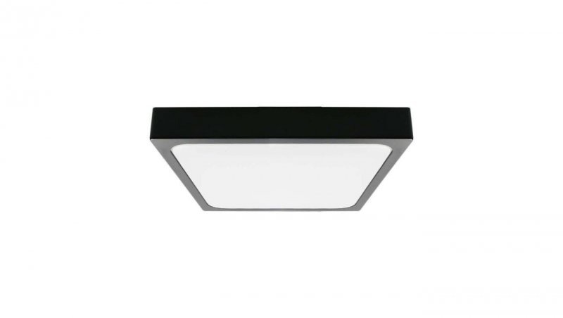 Plafoniera LED 24W 2400lm 4000K IP44 Kwadrat Mleczny Czarna Ramka z mikrofalowym czujnikiem ruchu 7673