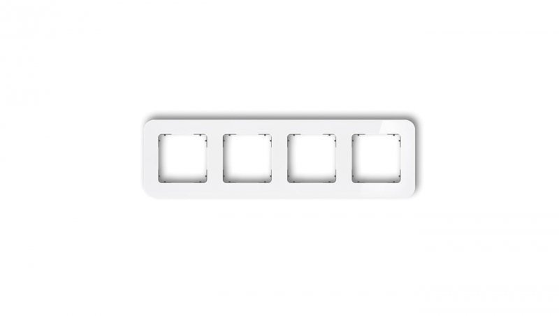 ICON Ramka uniwersalna poczwórna zaokrąglona - efekt szkła (ramka: biała spód: grafitowy mat) 0-28-IRSZ-4