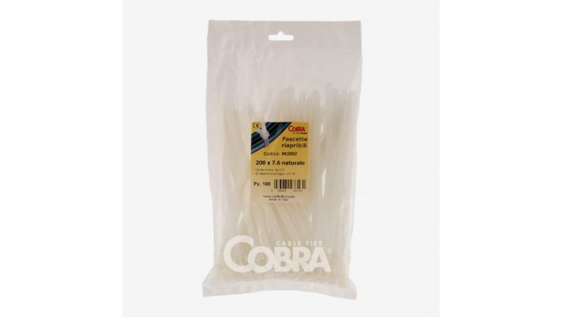 Opaska kablowa otwierana wielokrotnie biała 150x7.6 COBRA /100szt./ 962101
