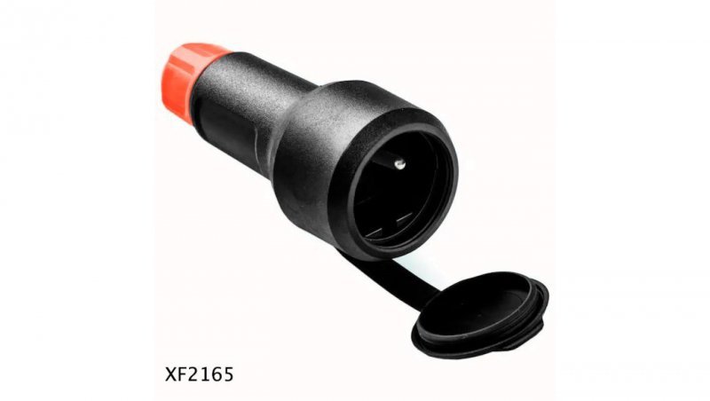 RED GP1 Gniazdo z dławikiem IP54 2P+Z 16A/250V kołnierz gumowany czarny XF2165