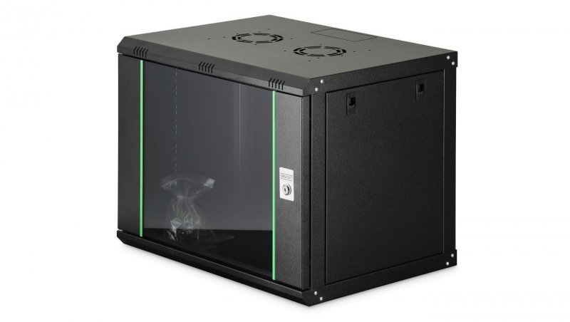 Szafa sieciowa wisząca Dynamic 19 9U rack 600x450, drzwi szyba, czarny, niezłożona, 60kg DN-37105