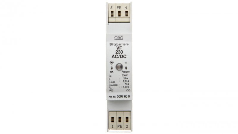 Ogranicznik przepięć dla systemów dwużyłowych 350VDC 2,5kA 1,4kV VF230-AC/DC 5097650