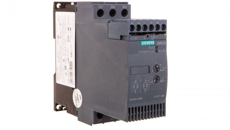 Softstart 3-fazowy 200-480VAC 25A 11kW/400V Uc=24V AC/DC S0 3RW3026-1BB04