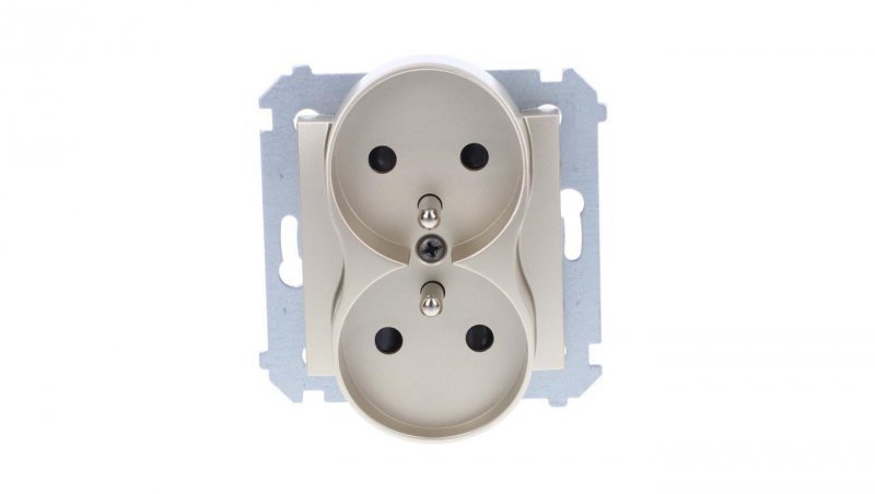 Simon 54 Nature Gniazdo podwójne z/u 16A 250V z przesłonami złoty DGZ2MZN.01/44
