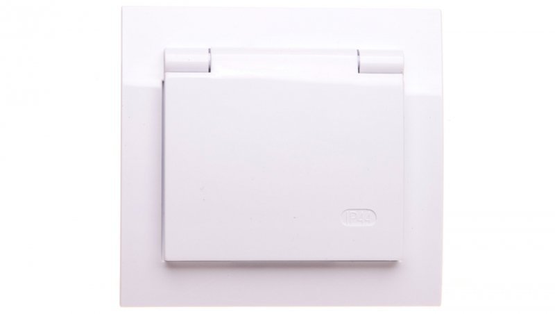 KIER Gniazdo bryzgoszczelne z/u IP44 klapka przezroczysta białe GPH-1WZ/00/w