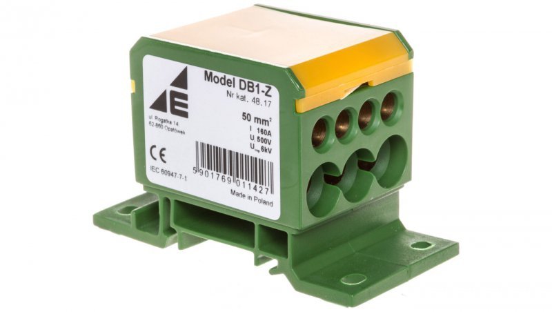 Blok rozdzielczy 2x4-50mm2 + 3x2,5-25mm2 + 4x2,5-16mm2 żółto-zielony DB1-Z 48.17