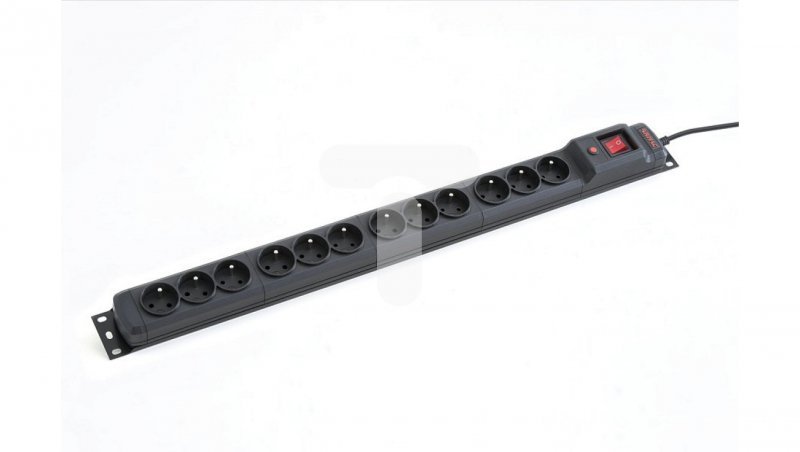 Przedłużacz przeciwprzepięciowy 12-gniazd z/u ARMAC MULTI M12/16A RACK 19&#039;&#039; 2,5m czarny M12/16/25/CZ