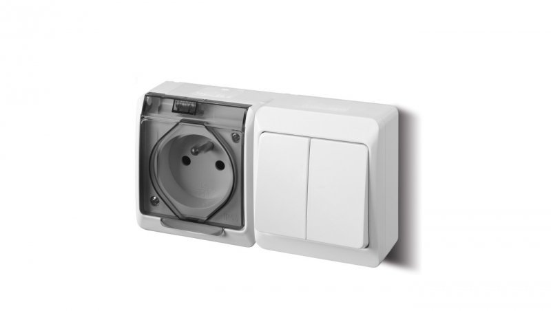 HERMES Gniazdo pojedyncze z/u 2P+Z + łącznik świecznikowy biały 0327-13