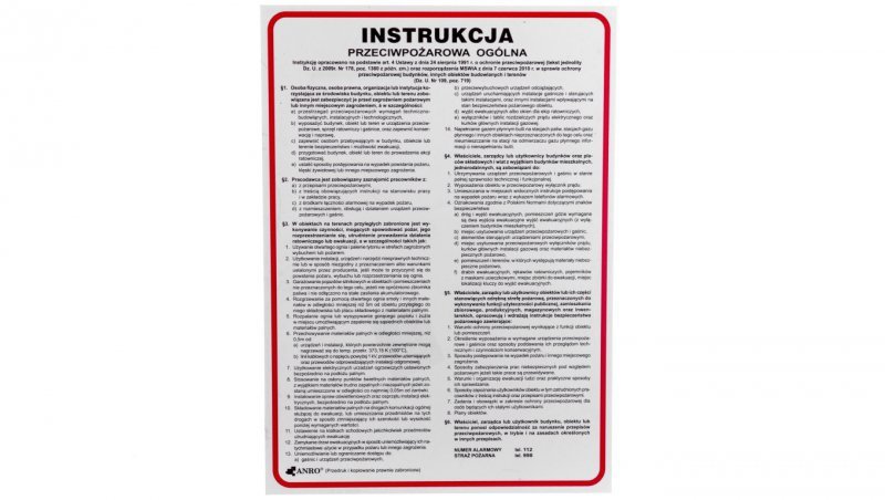 Tabliczka ostrzegawcza /Instrukcja przeciwpożarowa ogólna/ IP02/P