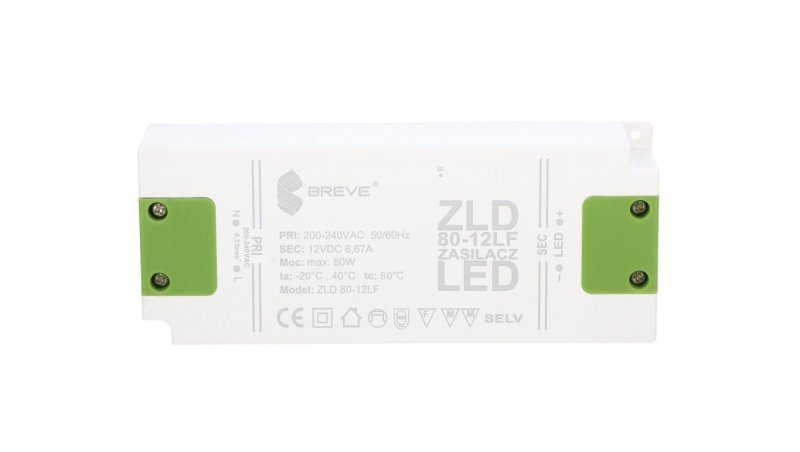 Zasilacz LED 12V DC 80W ZLD 80-12LF 6,6A 19712-9009