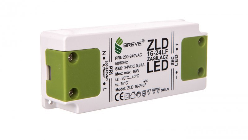 Zasilacz LED 24V DC 16W ZLD 16-24LF 0,66A 19724-9017