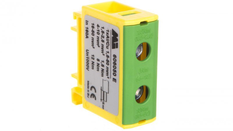 Złączka szynowa 1-torowa 1,5-50mm2 żółto-zielona EURO OTL 50 1xAl/Cu 606050 E