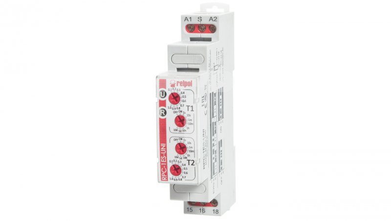 Przekaźnik czasowy 1P 1sek-10dni 12-240V AC/DC 50/60 Hz opóźnione załączenie RPC-1ES-UNI 863187