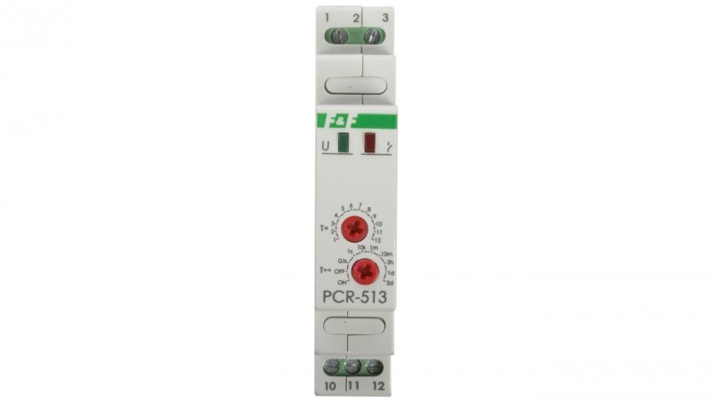 Przekaźnik czasowy 1P 10A 0,1sek-576h 230V AC opóźnione załączenie PCR-513