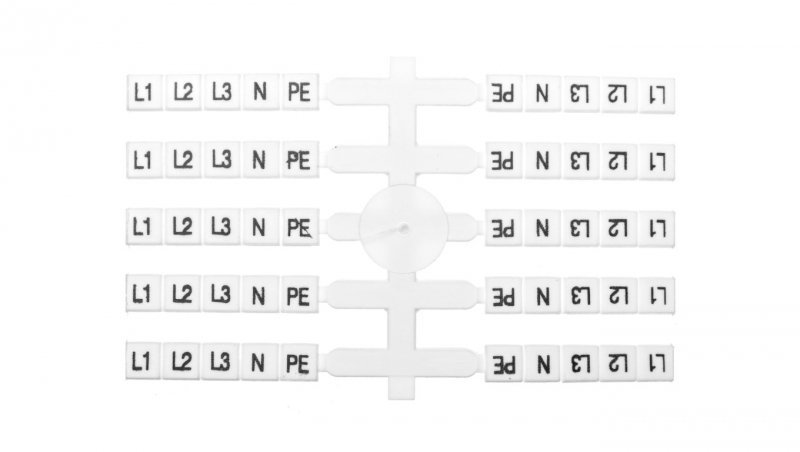 Oznacznik elastyczny do złączek szynowych EO3 /L1, L2, L3, N, PE/ 40x5szt. (200szt.) 003901816