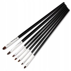 7x Pędzelek Do Żelu Owalne Przedłużania Paznokci Na Formie ZESTAW 7w1